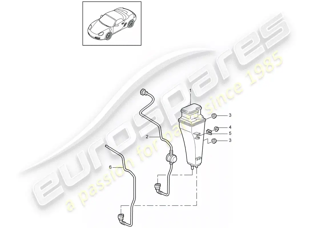 porsche 2012 (987 boxster) bote de emisiones evaporativas diagrama de piezas