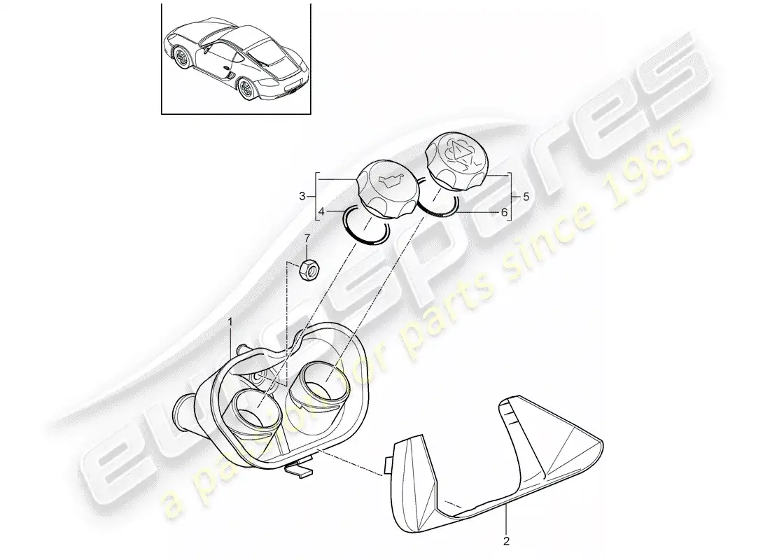 porsche 2012 (987 cayman) water cooling 4 diagrama de piezas