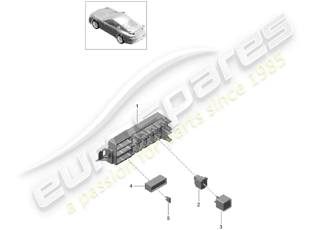 porsche 2018 (991-2 r/gt3/rs) caja de fusibles/placa de relés diagrama de piezas