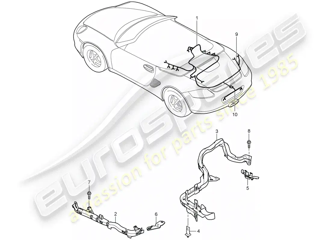 porsche 2005 (987 boxster) cableando arneses diagrama de piezas