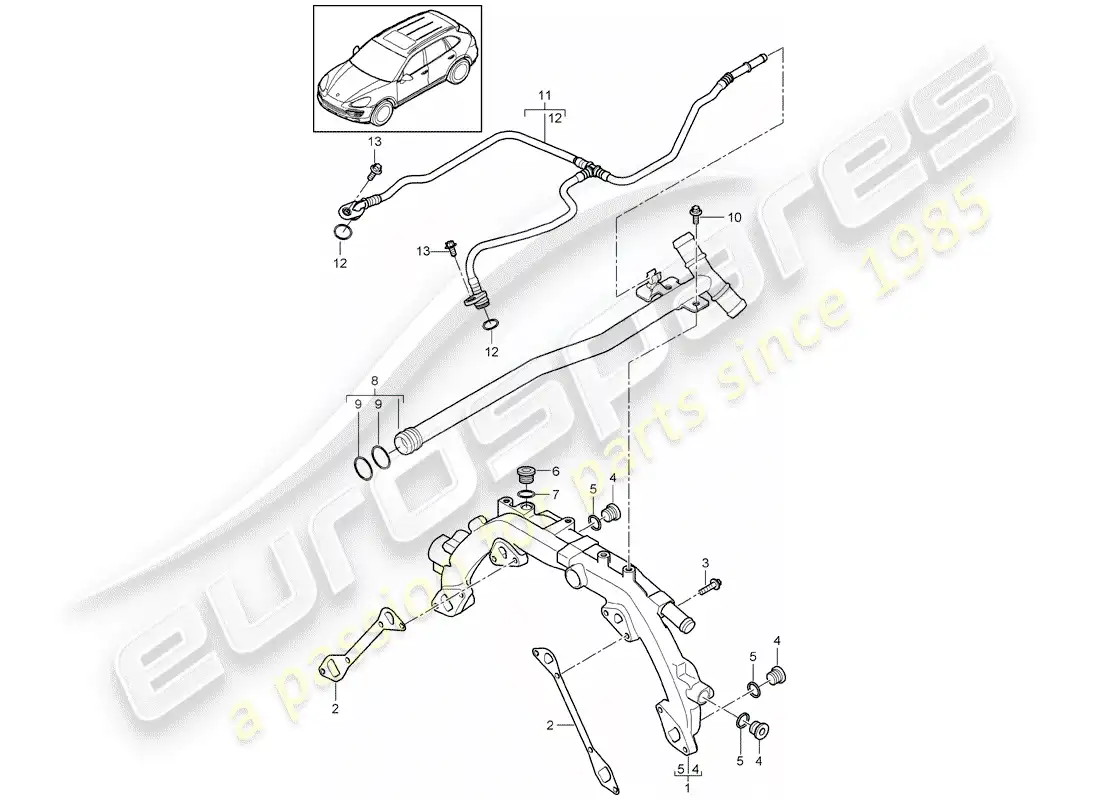 porsche 2013 (cayenne e2 92a) refrigeración por agua 1 diagrama de piezas