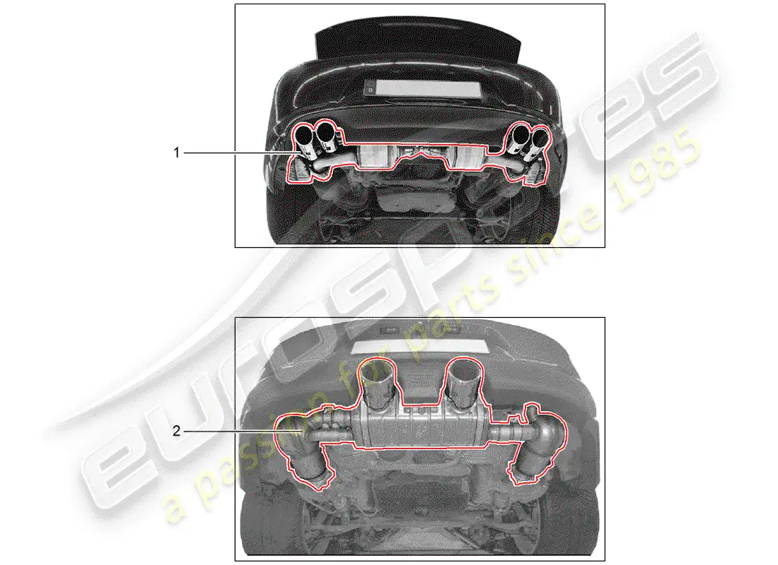 porsche 2013 (tequipment 98x/99x) sistema de escape diagrama de piezas