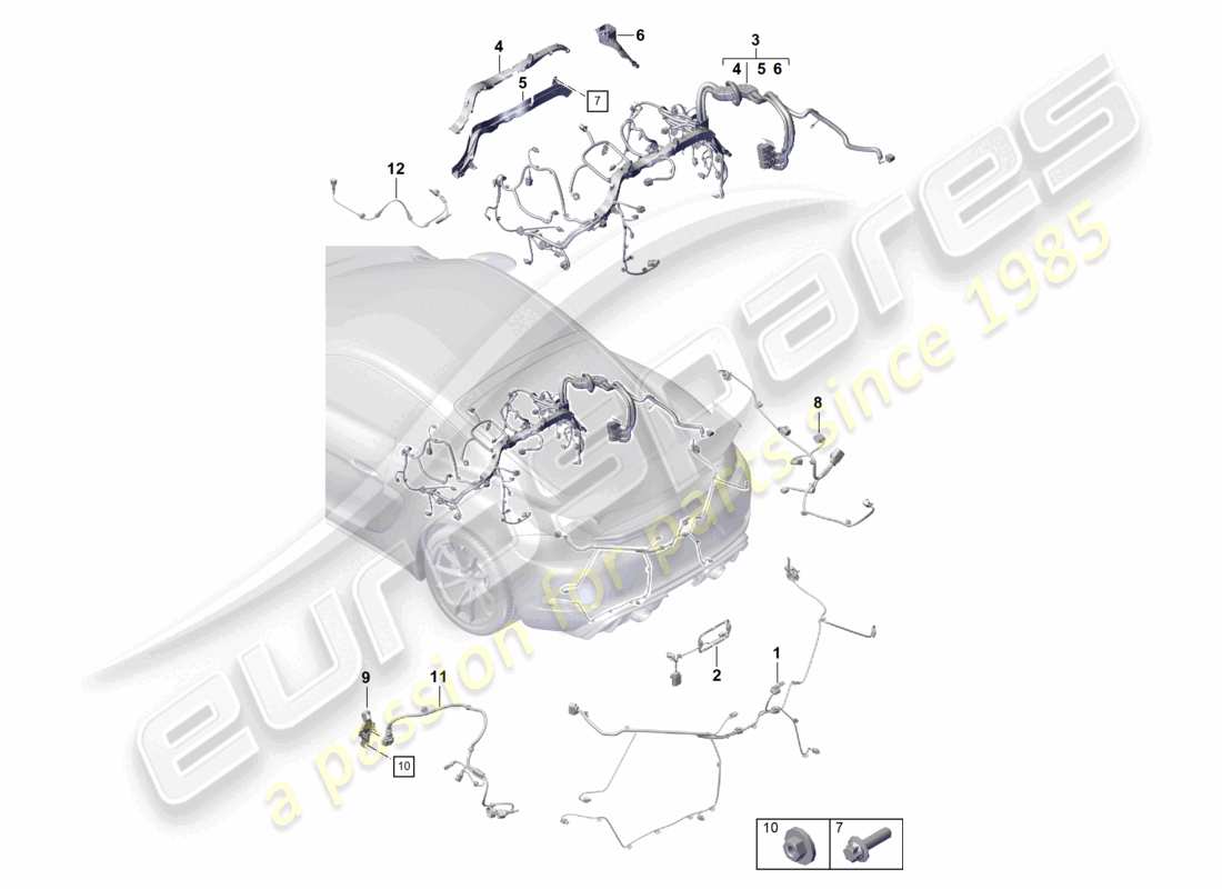 porsche 2021 (718 cayman gt4) diagrama de cableado trasero trim motor caja de cambios eje trasero diagrama de piezas