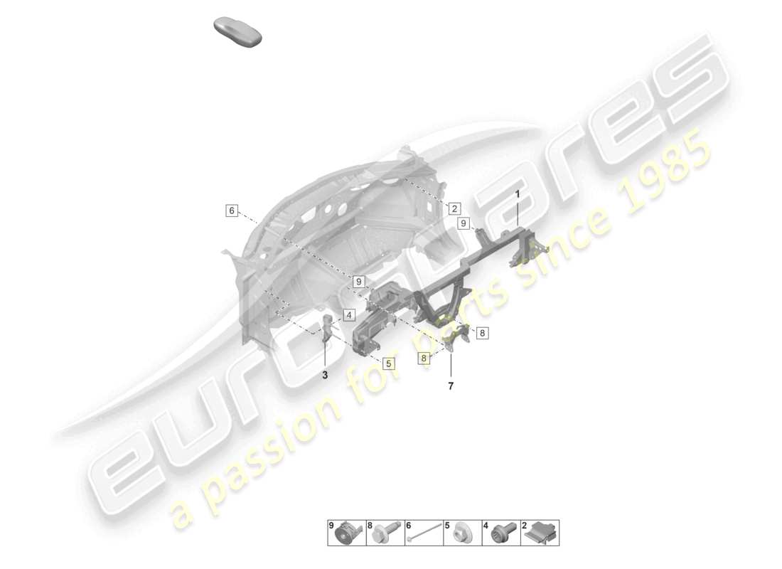 porsche 2023 (992-1 gt3/rs/st) soporte del salpicadero diagrama de piezas