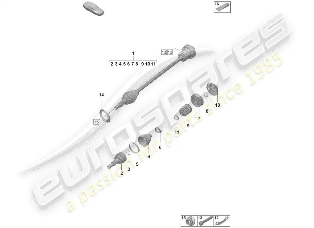 porsche 2019 (992-1) eje de accionamiento diagrama de piezas