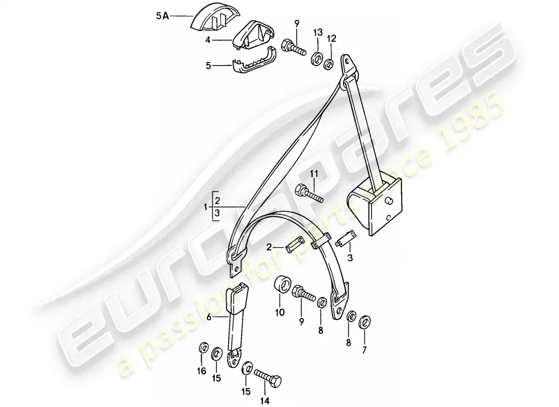 porsche 1986 (944) cinturón de seguridad diagrama de piezas