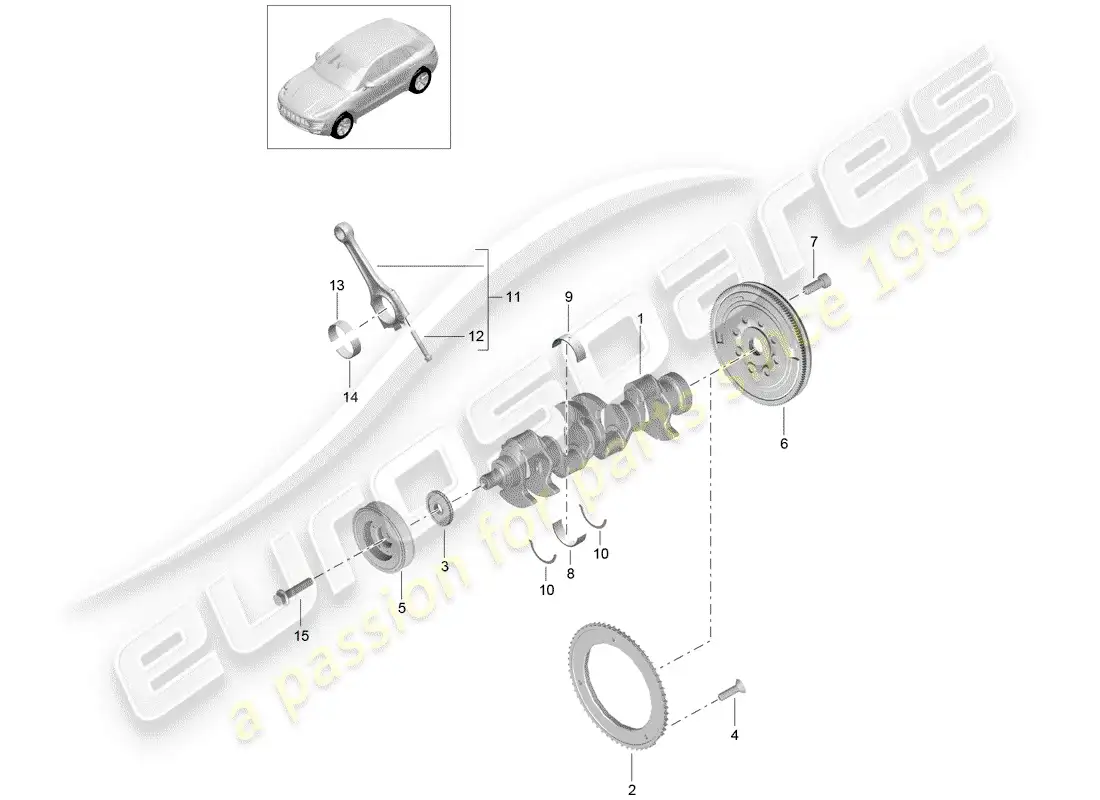 porsche 2016 (macan) cigüeñal diagrama de piezas