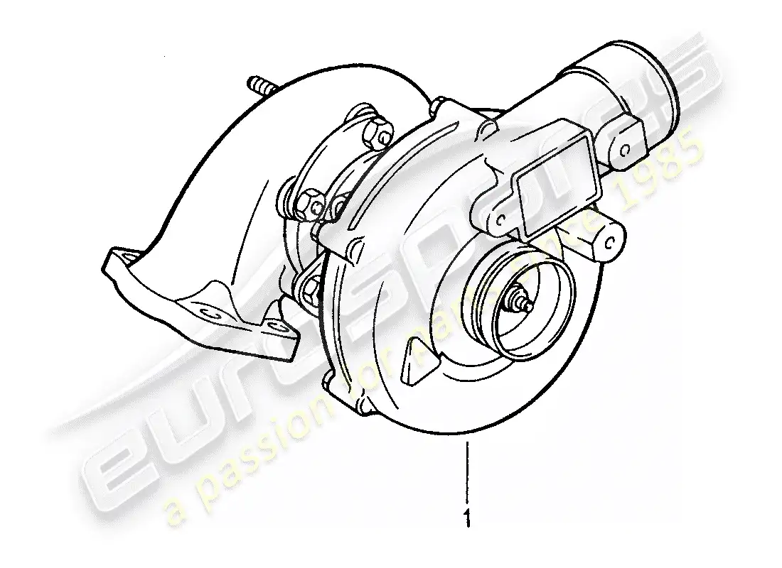 porsche 1988 (959) turbocompresor de gases de escape diagrama de piezas