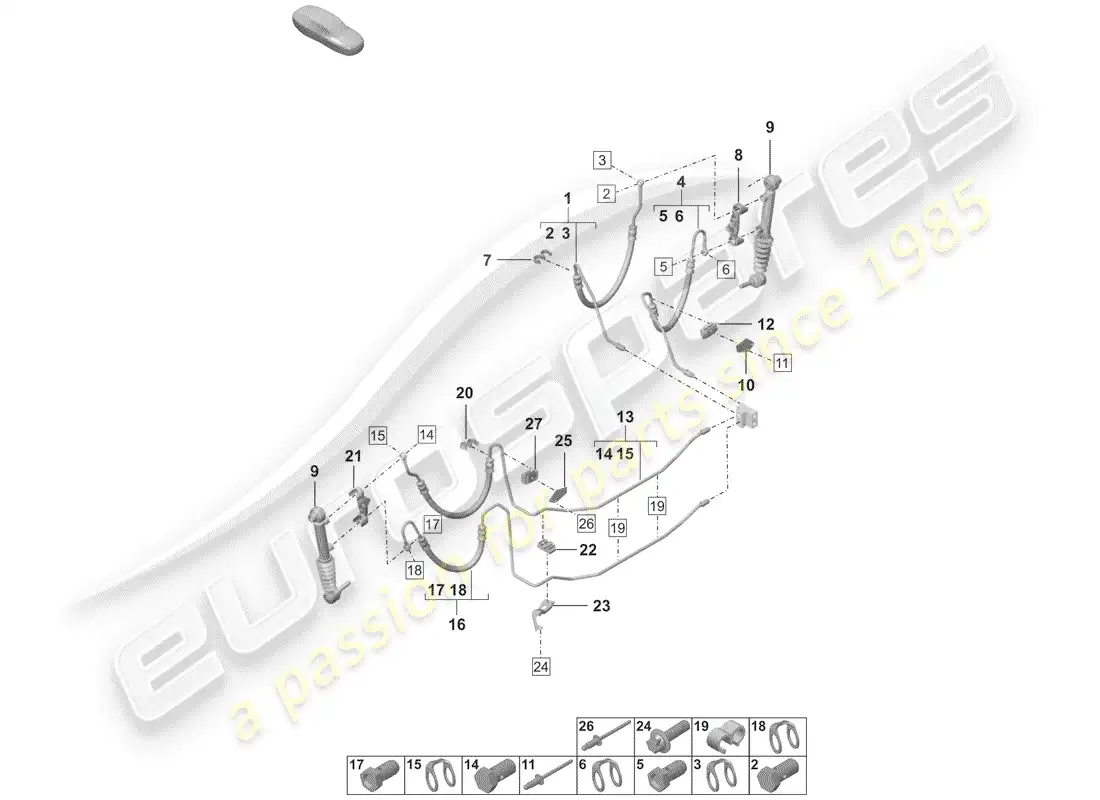 porsche 2020 (992-1) línea hidráulica diagrama de piezas