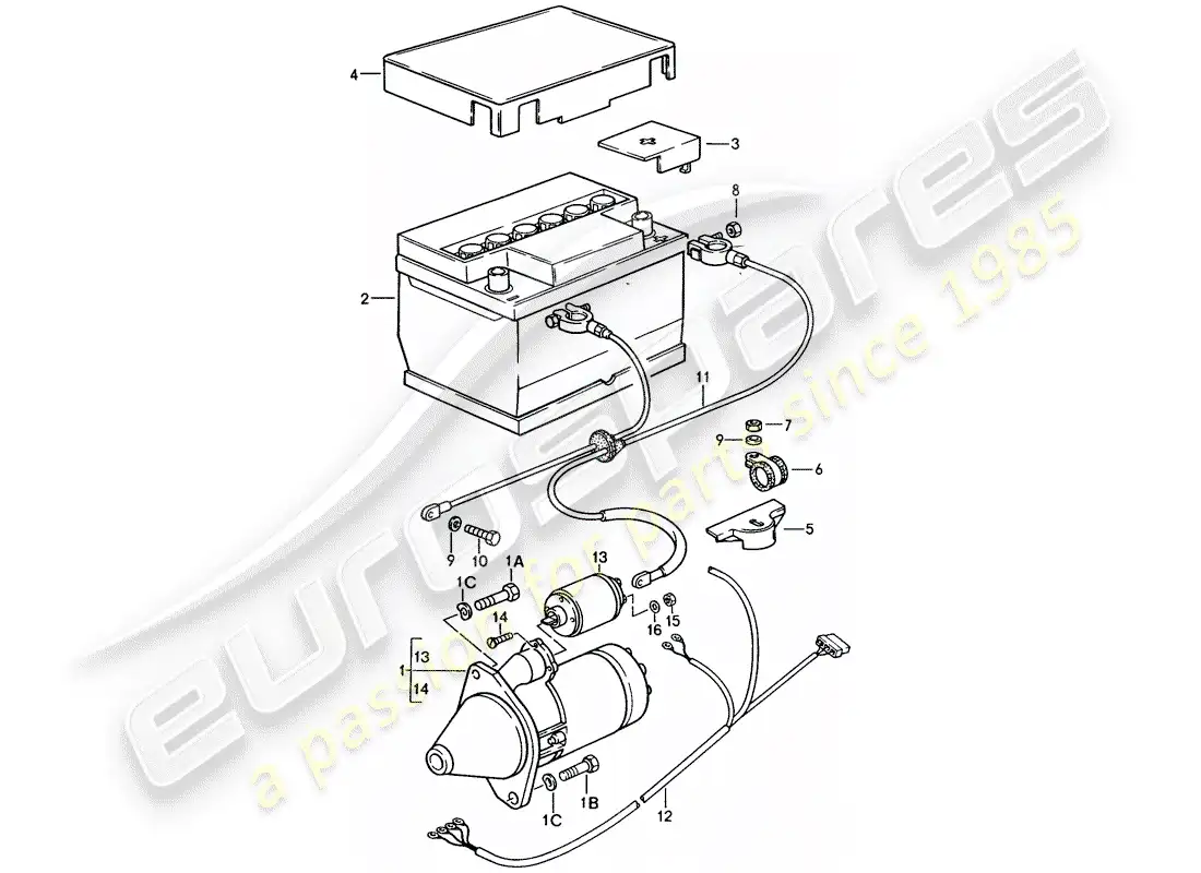 porsche 1986 (944) arranque - batería - mazo de cables diagrama de piezas