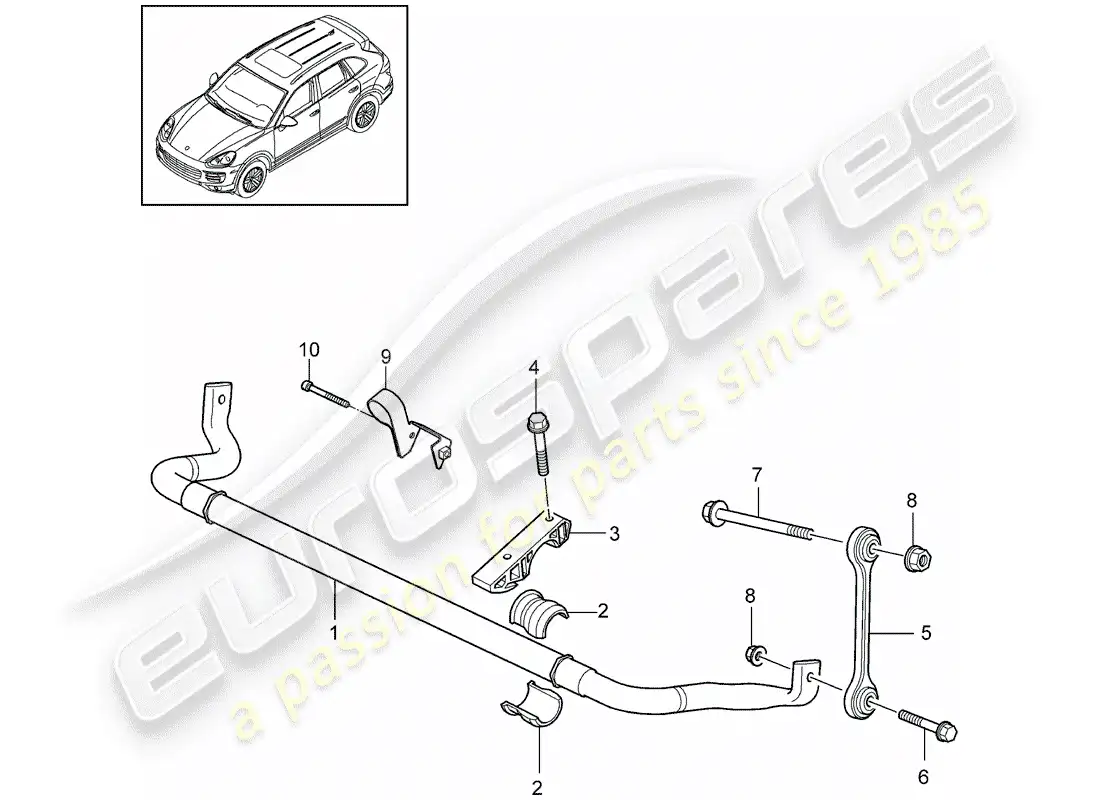 porsche 2013 (cayenne e2 92a) diagrama de piezas del estabilizador