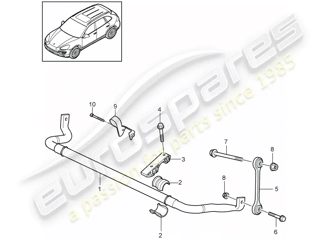 porsche 2013 (cayenne e2 92a) diagrama de piezas del estabilizador
