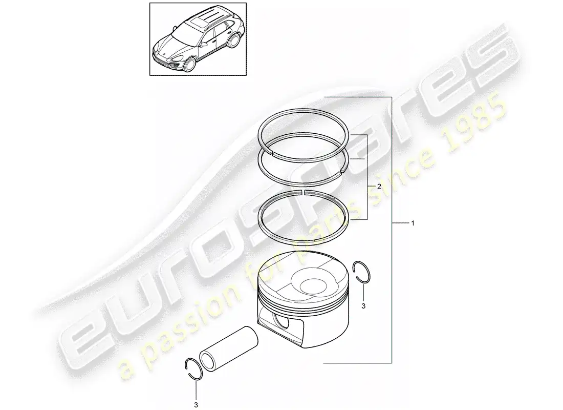 porsche 2013 (cayenne e2 92a) diagrama de piezas del pistón