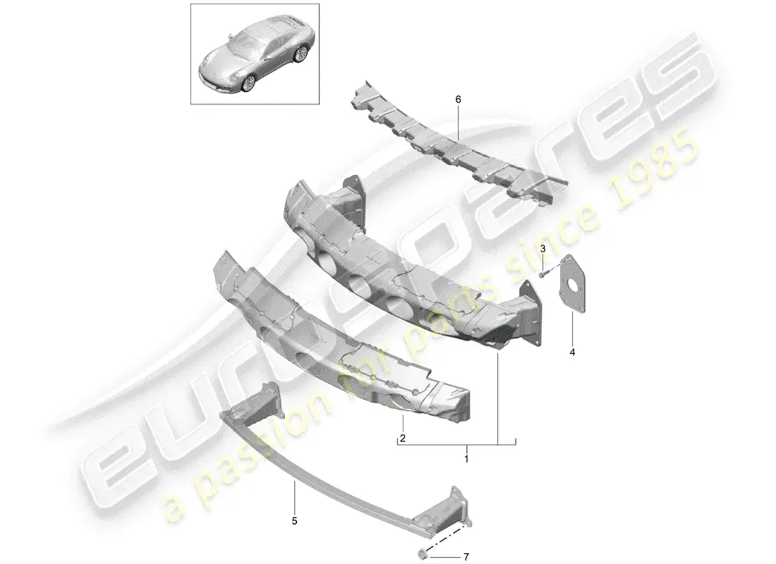 porsche 2020 (991-2) soporte de parachoques diagrama de piezas