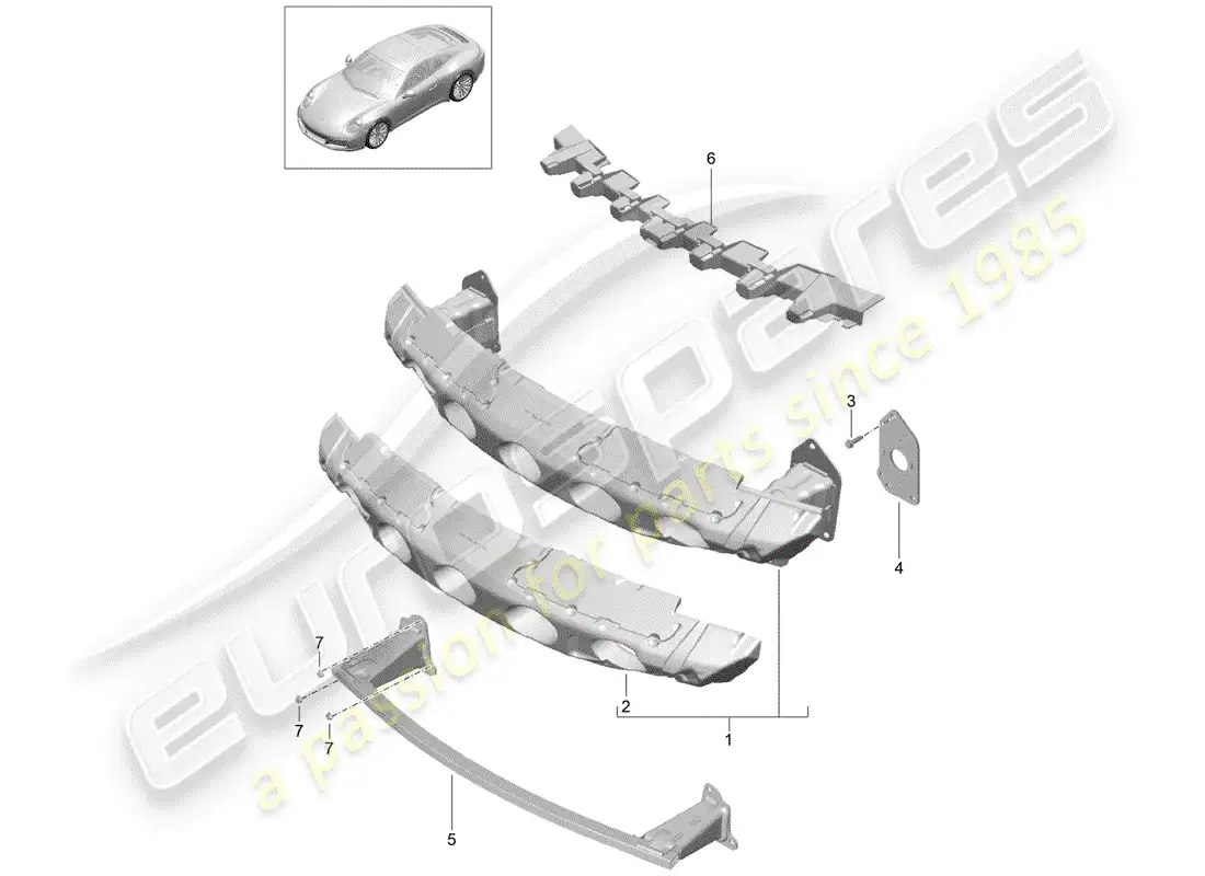 porsche 2020 (991-2) soporte de parachoques diagrama de piezas