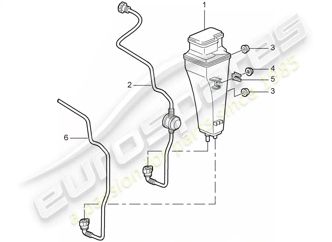 porsche 2008 (997-1 gt3) bote de emisiones evaporativas diagrama de piezas