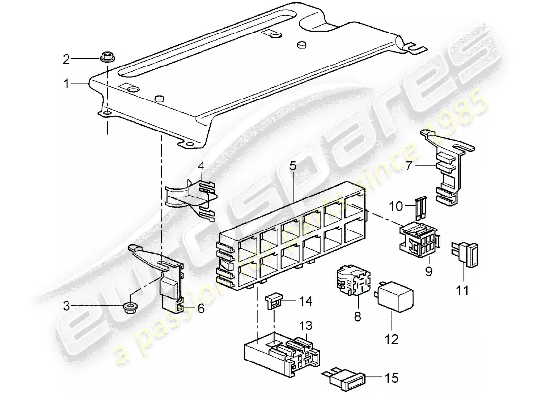 porsche 2007 (997-1) caja de fusibles/placa de relés diagrama de piezas