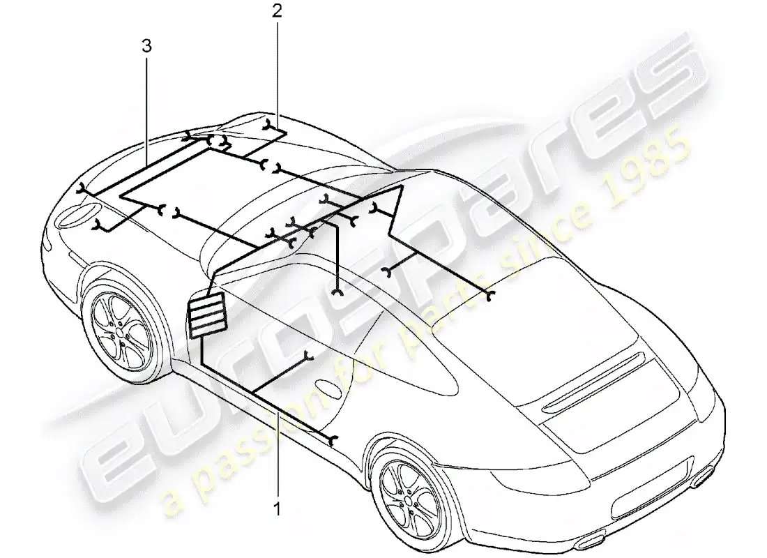 porsche 2007 (997-1) cableando arneses diagrama de piezas