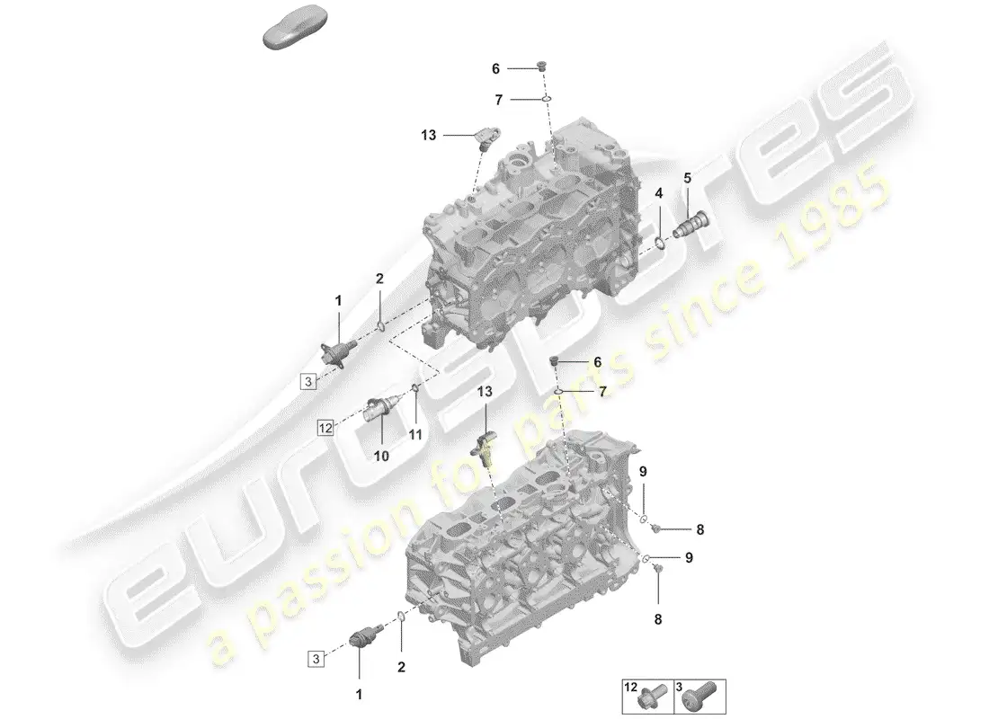 porsche 2020 (992-1) cabeza de cilindro diagrama de piezas