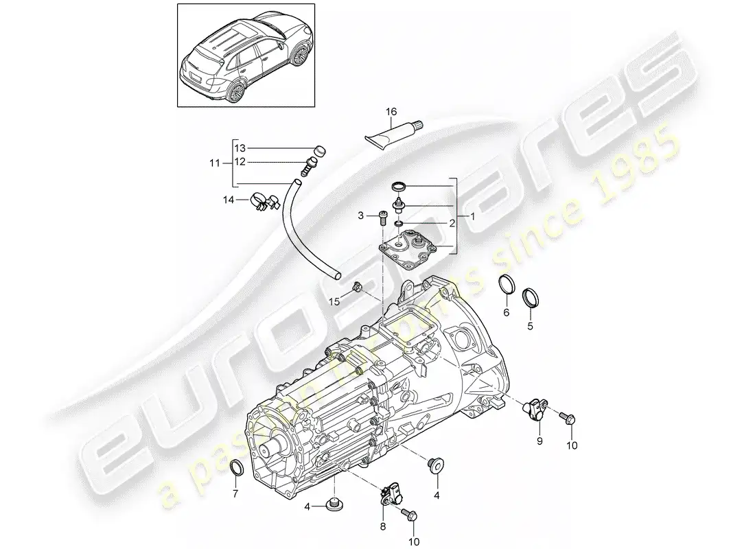 porsche 2013 (cayenne e2 92a) transmisión de repuesto diagrama de piezas