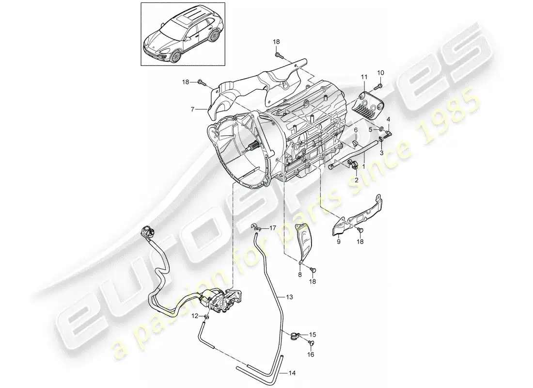 porsche 2013 (cayenne e2 92a) 8-speed diagrama de piezas de la caja de cambios automática
