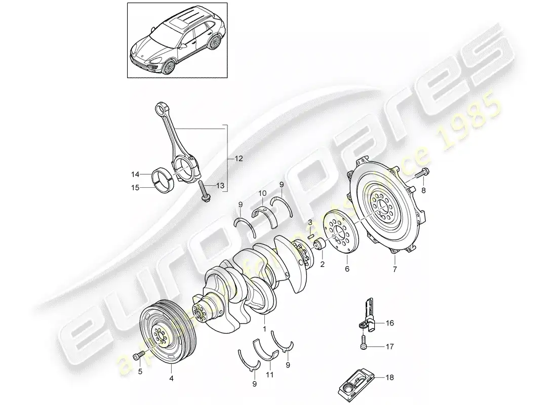 porsche 2013 (cayenne e2 92a) diagrama de piezas del cigüeñal
