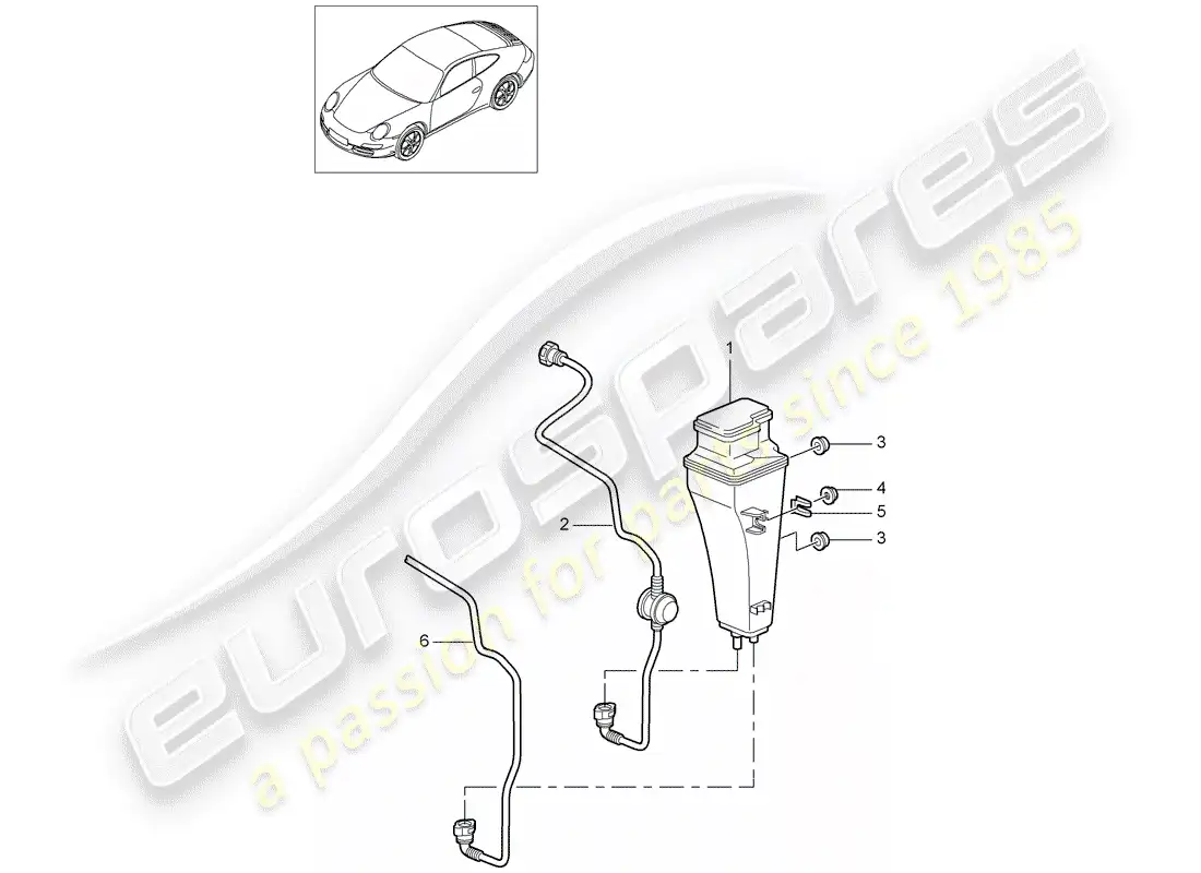 porsche 2012 (997-2) bote de emisiones evaporativas diagrama de piezas