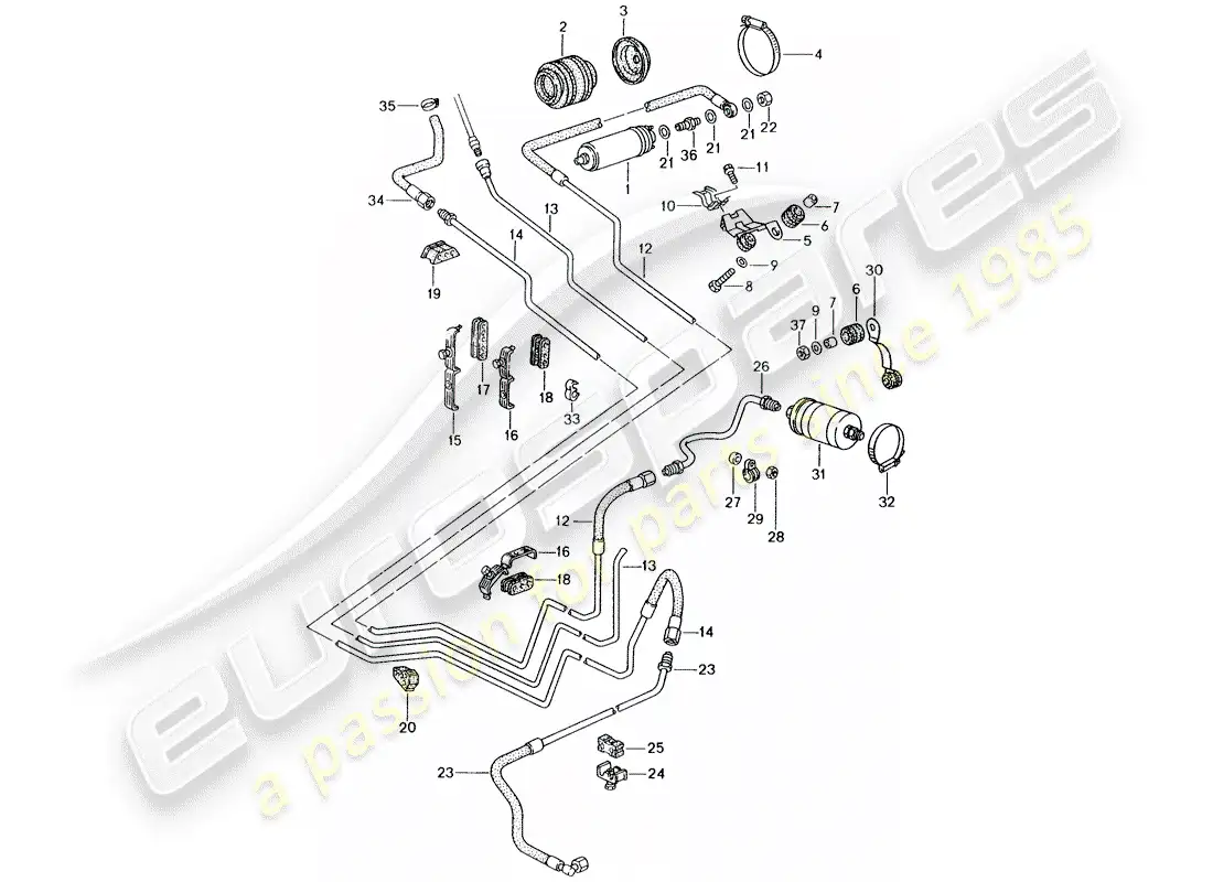 porsche 1996 (993) fuel system diagrama de piezas