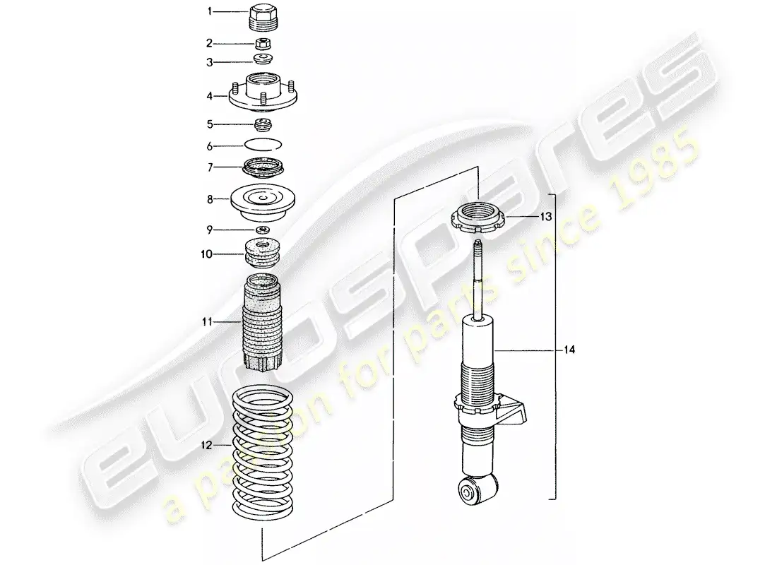 porsche 1996 (993) amortiguador - muelle helicóptico diagrama de piezas