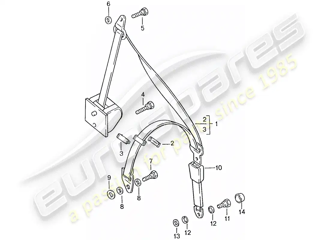 porsche 1990 (928) cinturón de seguridad - automático diagrama de piezas