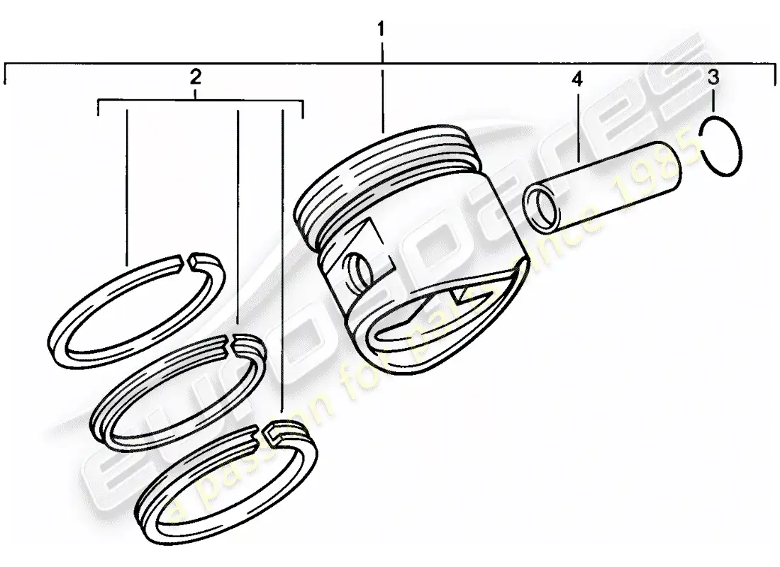 porsche 1976 (924) pistón - aros de pistón diagrama de piezas