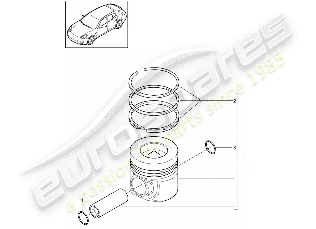 porsche 2013 (panamera 970) pistón diagrama de piezas
