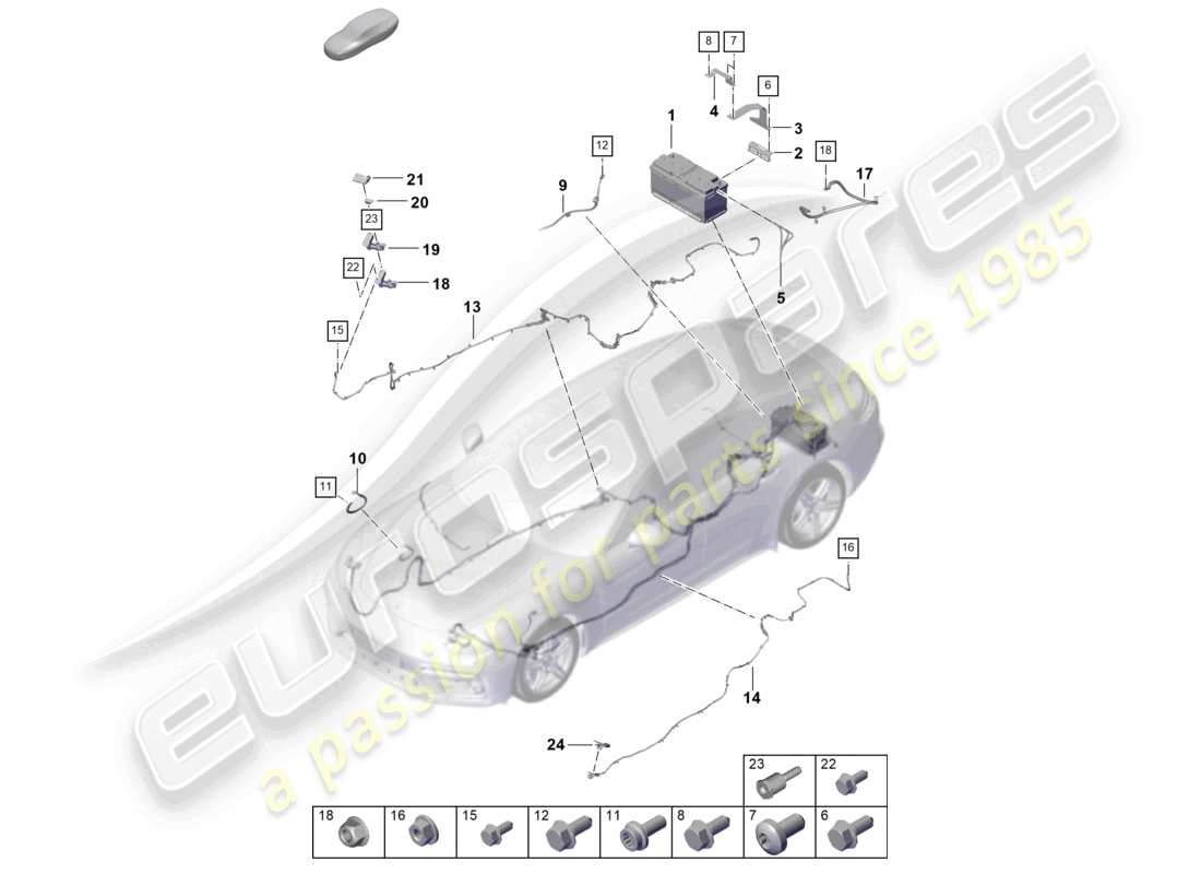 porsche 2025 (panamera 976) diagrama de piezas de la batería