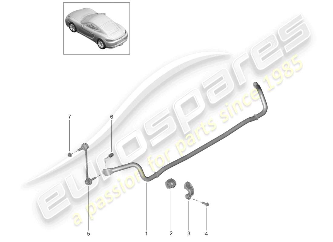 porsche 2023 (718 cayman) diagrama de piezas de la barra estabilizadora