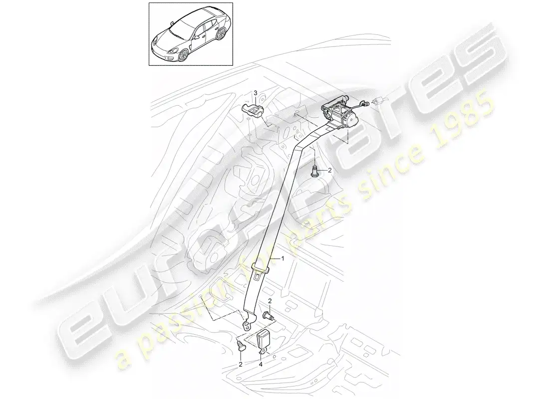 porsche 2013 (panamera 970) cinturón de seguridad diagrama de piezas