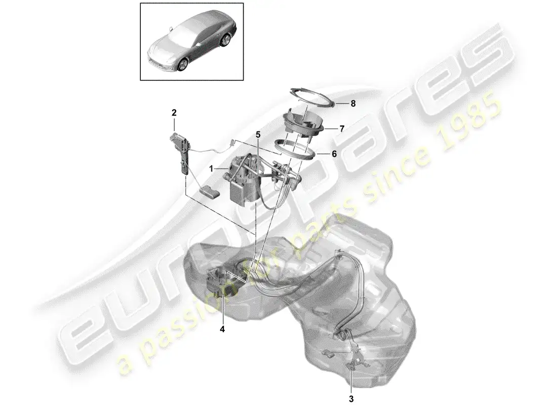 porsche 2019 (panamera 971-1) bomba de combustible diagrama de piezas