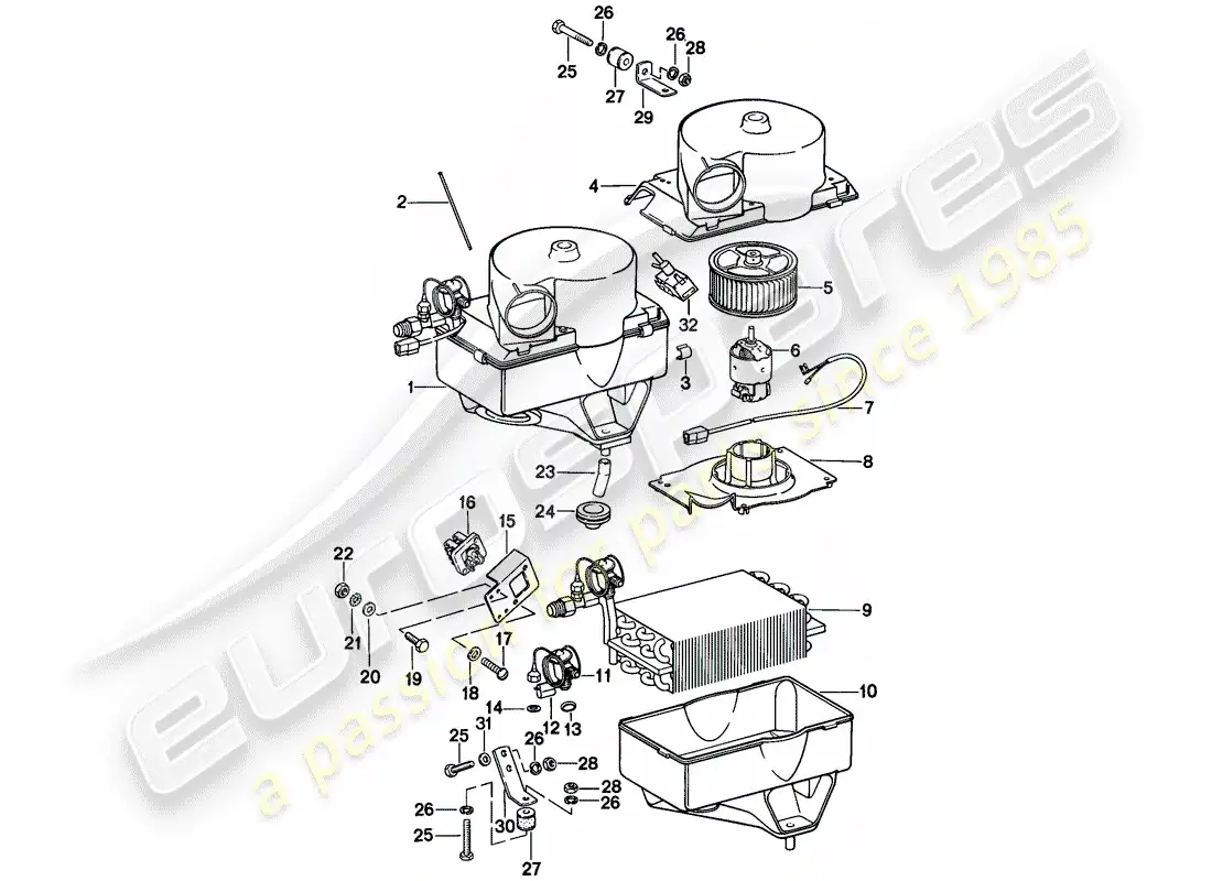 porsche 1988 (924s) aire acondicionado diagrama de piezas