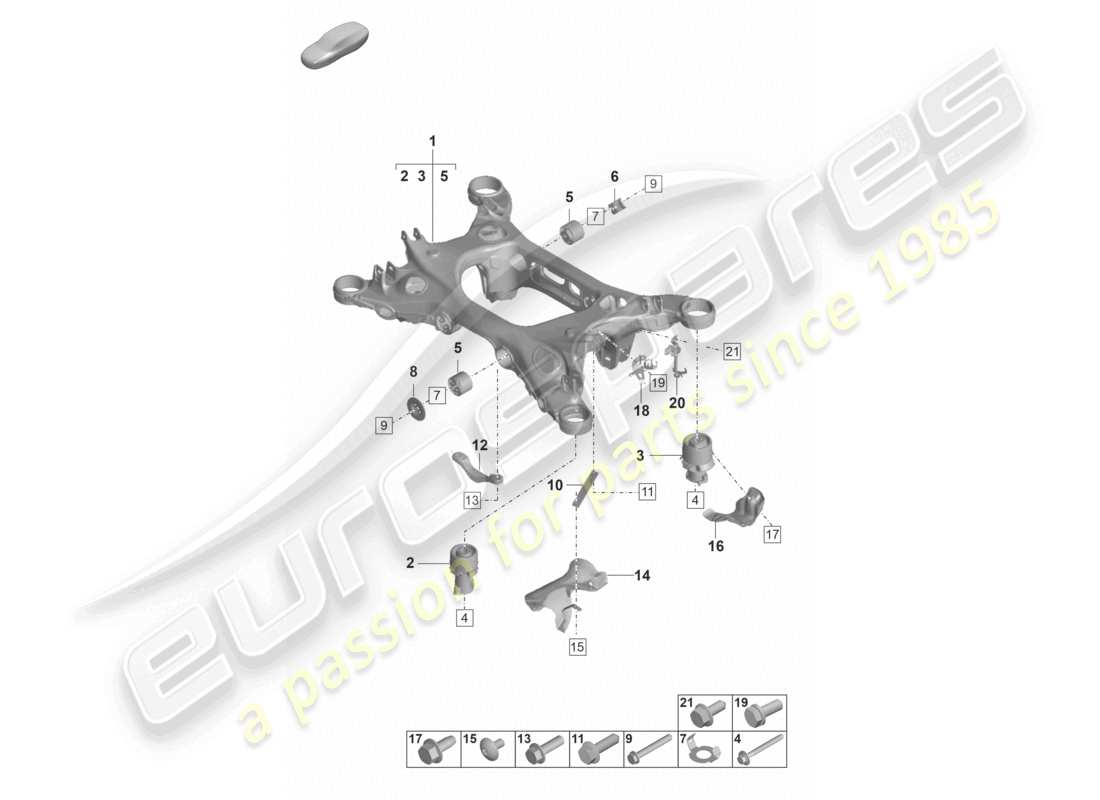 porsche 2023 (panamera 971-2) diagrama de piezas del bastidor auxiliar de suspensión del travesaño