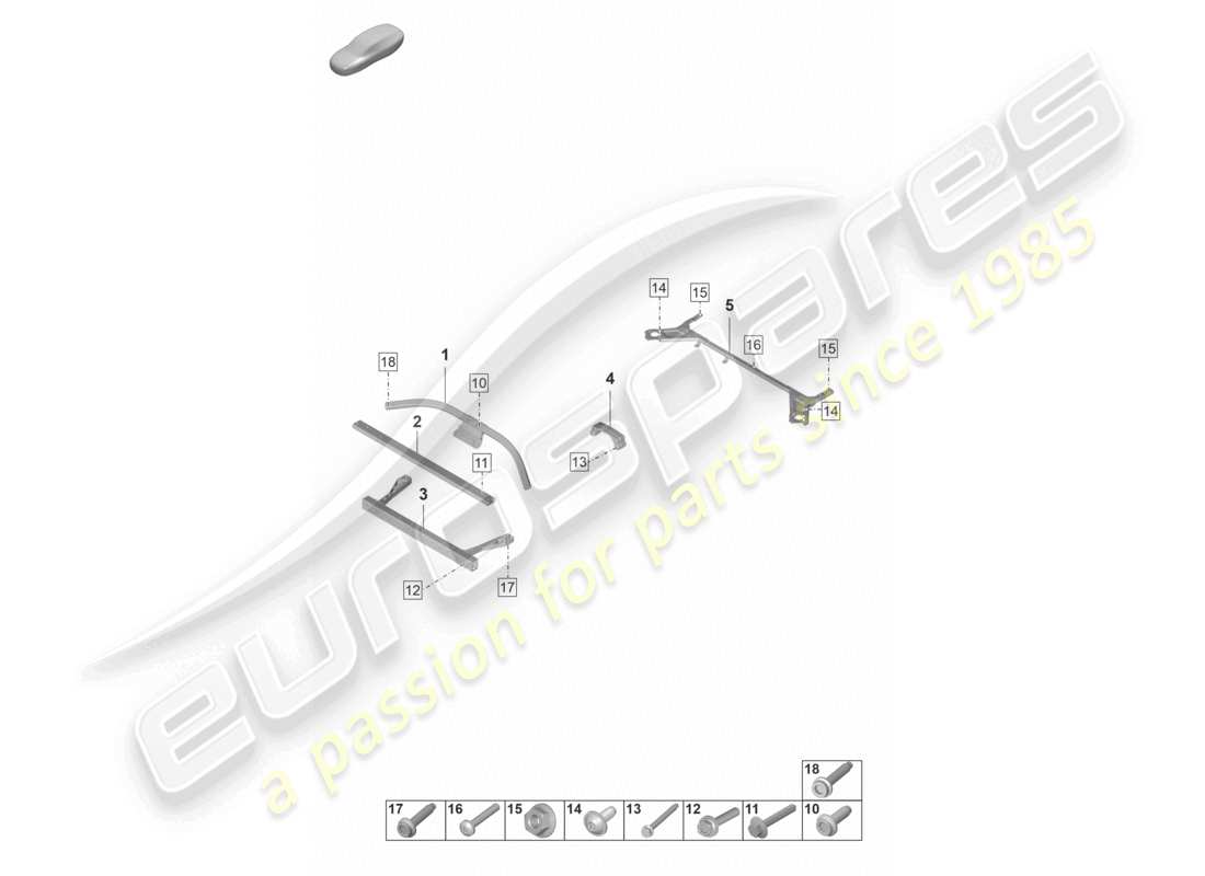 porsche 2021 (taycan 9j1-1) diagrama de piezas de refuerzo de los puntales de la cúpula delantero y trasero