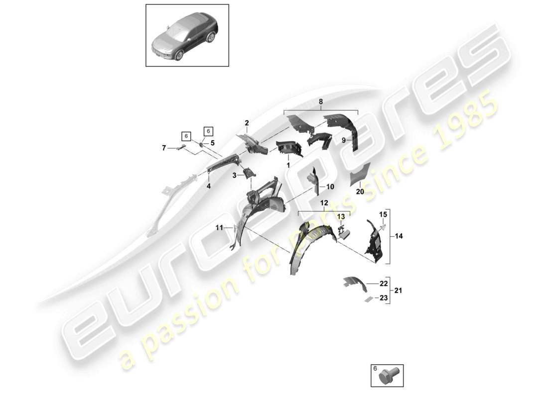 porsche 2022 (cayenne e3 9ya/9yb) diagrama de piezas del coupé interior, parte lateral trasera