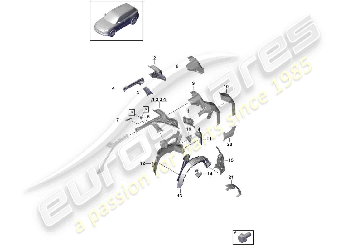 porsche 2022 (cayenne e3 9ya/9yb) diagrama de la parte lateral trasera, parte interior