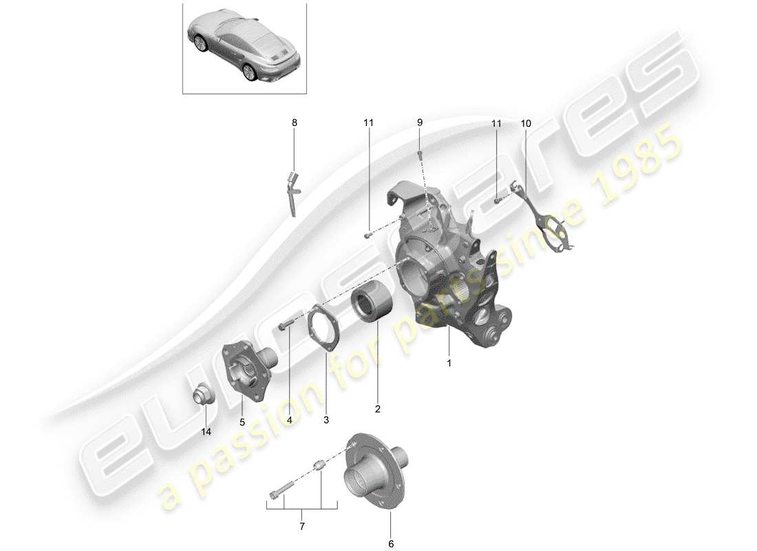 porsche 991 turbo (2018) diagrama de piezas del eje trasero