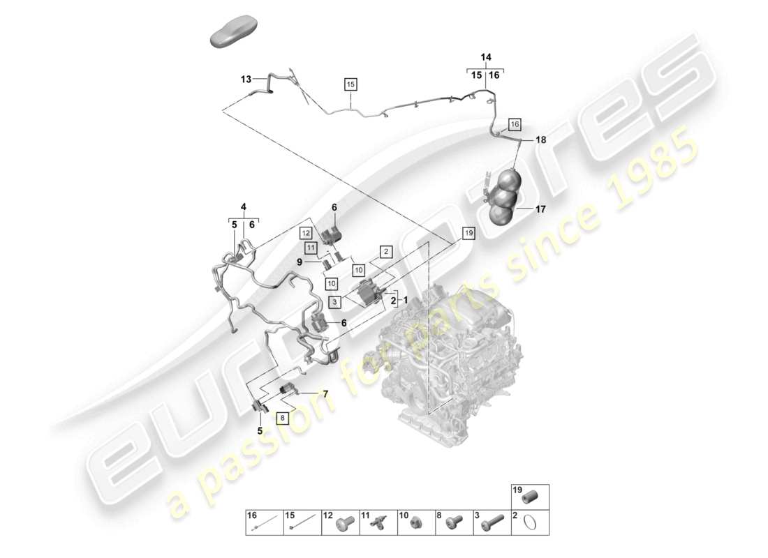 porsche 2022 (panamera 971-2) diagrama de piezas de la bomba de vacío del sistema de vacío