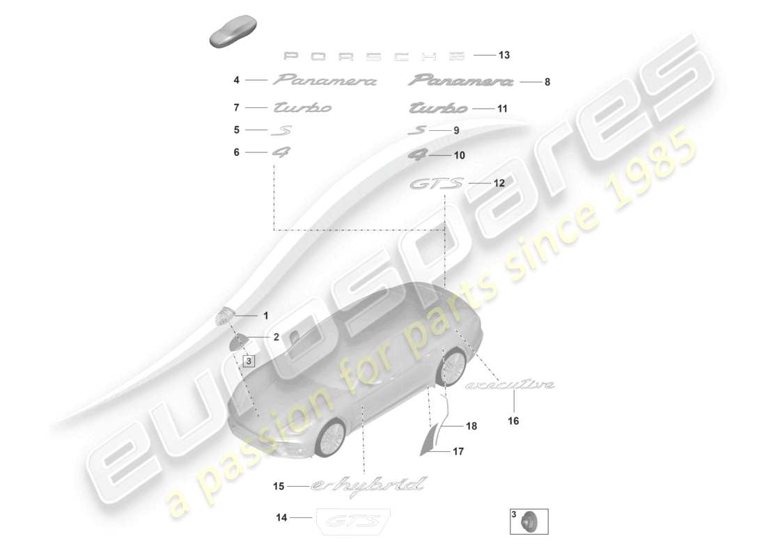 porsche 2022 (panamera 971-2) diagrama de piezas de la película de protección de piedras inscripciones/letras
