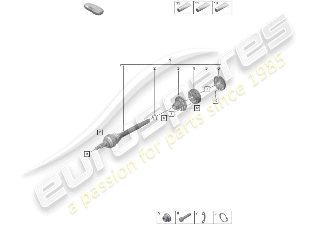 porsche 2021 (992-1 gt3/rs/st) diagrama de piezas del eje de transmisión