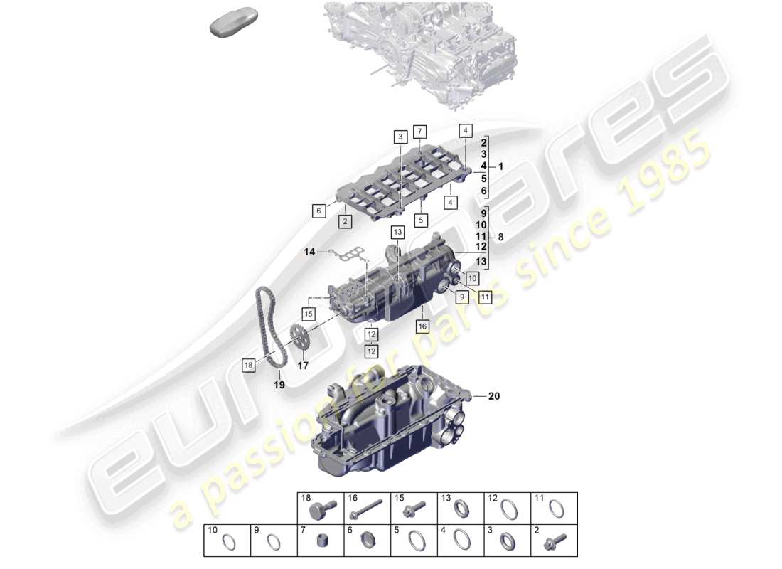 porsche 2021 (992-1 gt3/rs/st) diagrama de piezas de la bomba de aceite del motor (prensa de aceite/lubricación)