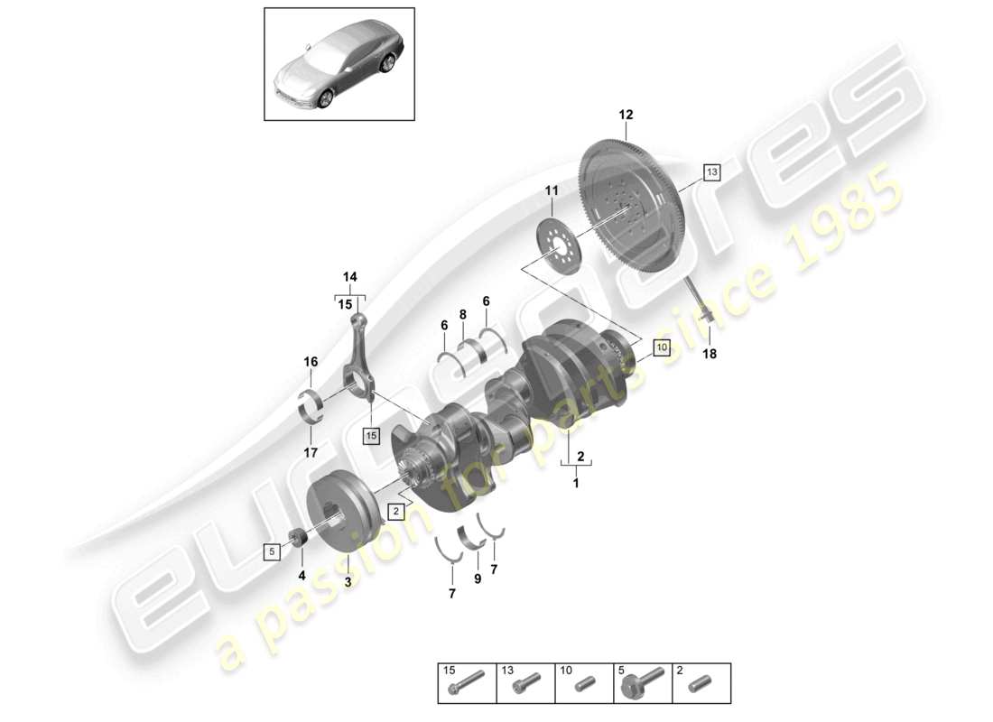 porsche 2021 (panamera 971-1) biela del cigüeñal volante bimasa diagrama de piezas