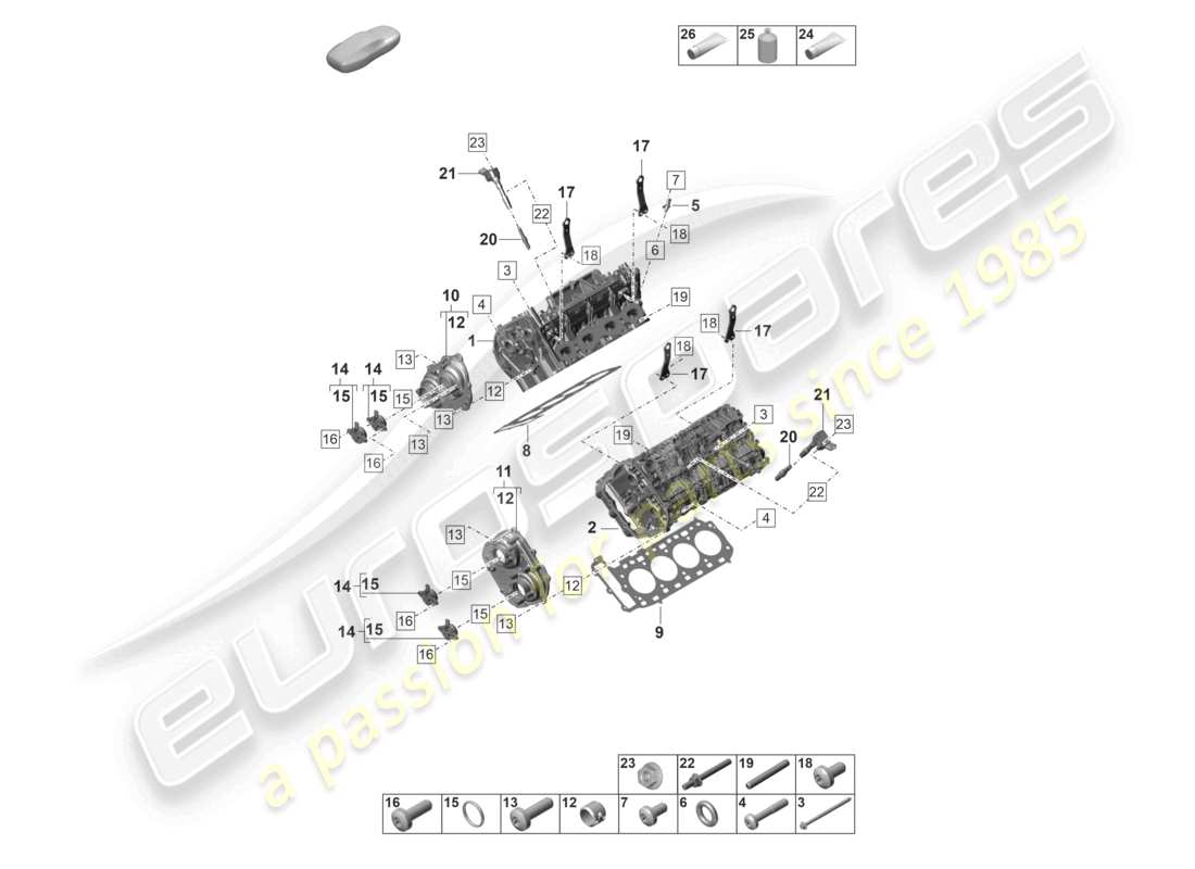 porsche 2022 (panamera 971-2) diagrama de piezas de la culata del cilindro