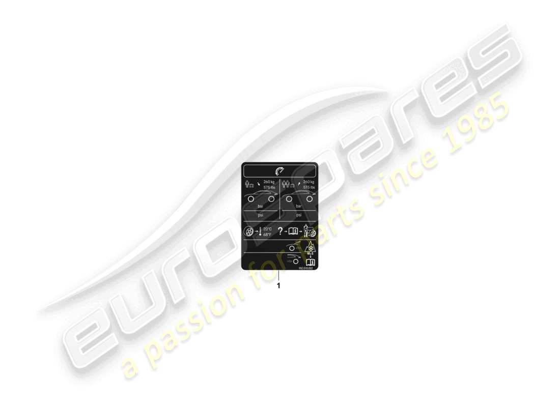 porsche 2025 (macan-e) placa de datos de presión de neumáticos diagrama de piezas