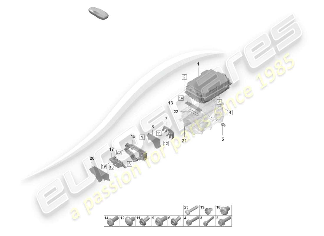 porsche 2021 (taycan 9j1-1) motor de tracción para accionamiento eléctrico piezas individuales eje delantero diagrama de piezas